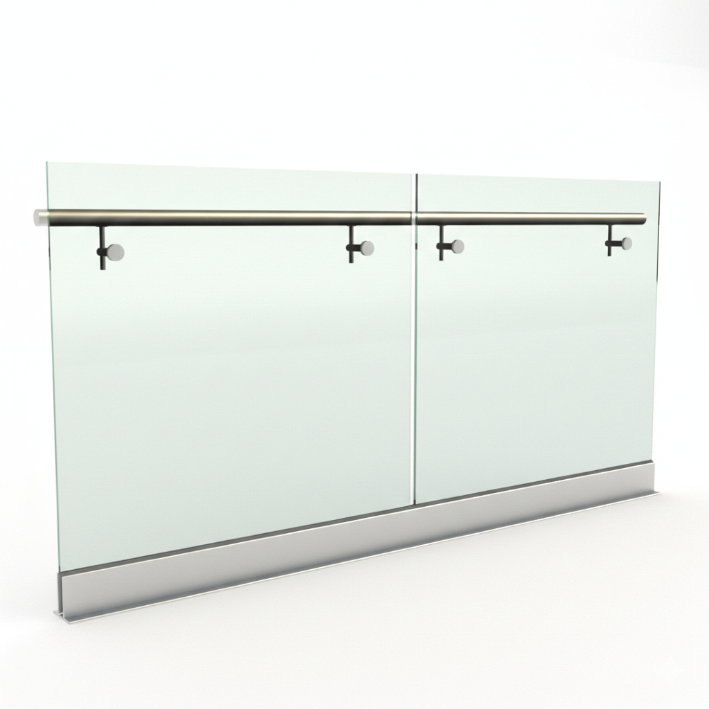 Pasamanos de vidrio templado con zócalo